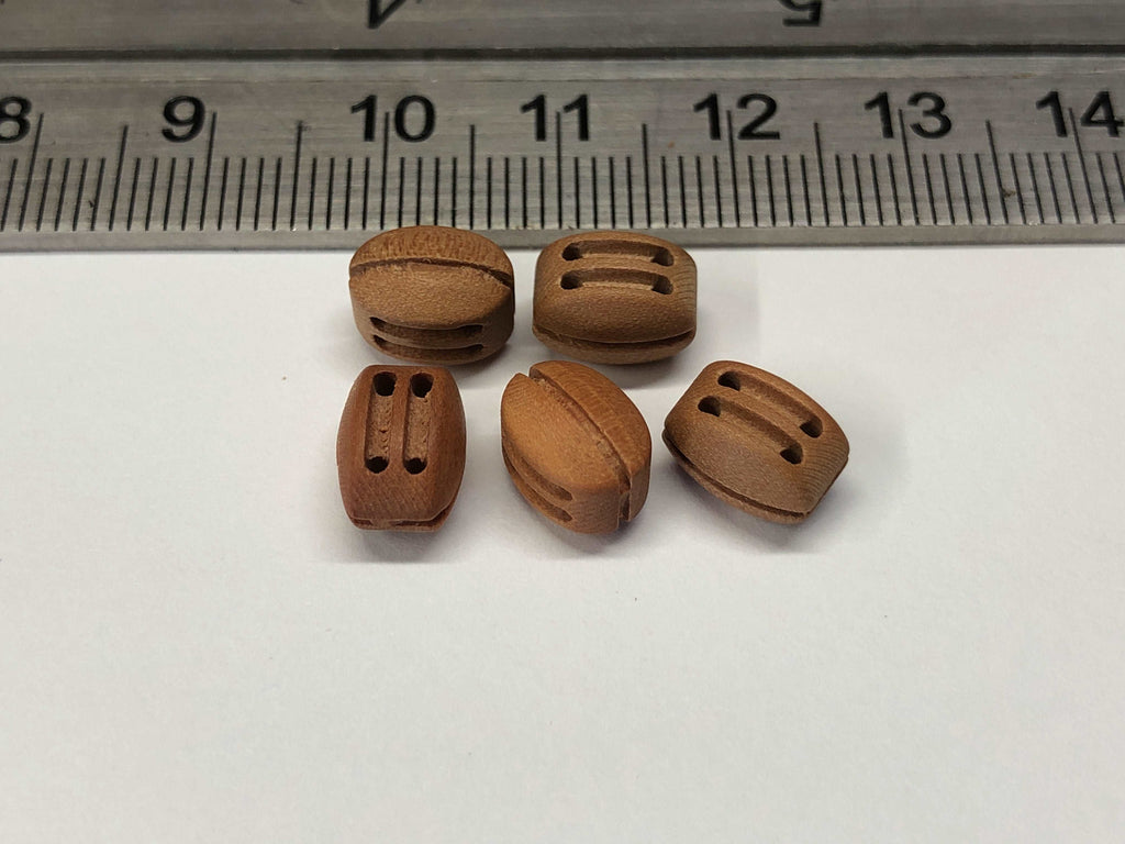 9mm Pearwood Double Sheave - High quality premium rigging blocks ( 18 in a bag)