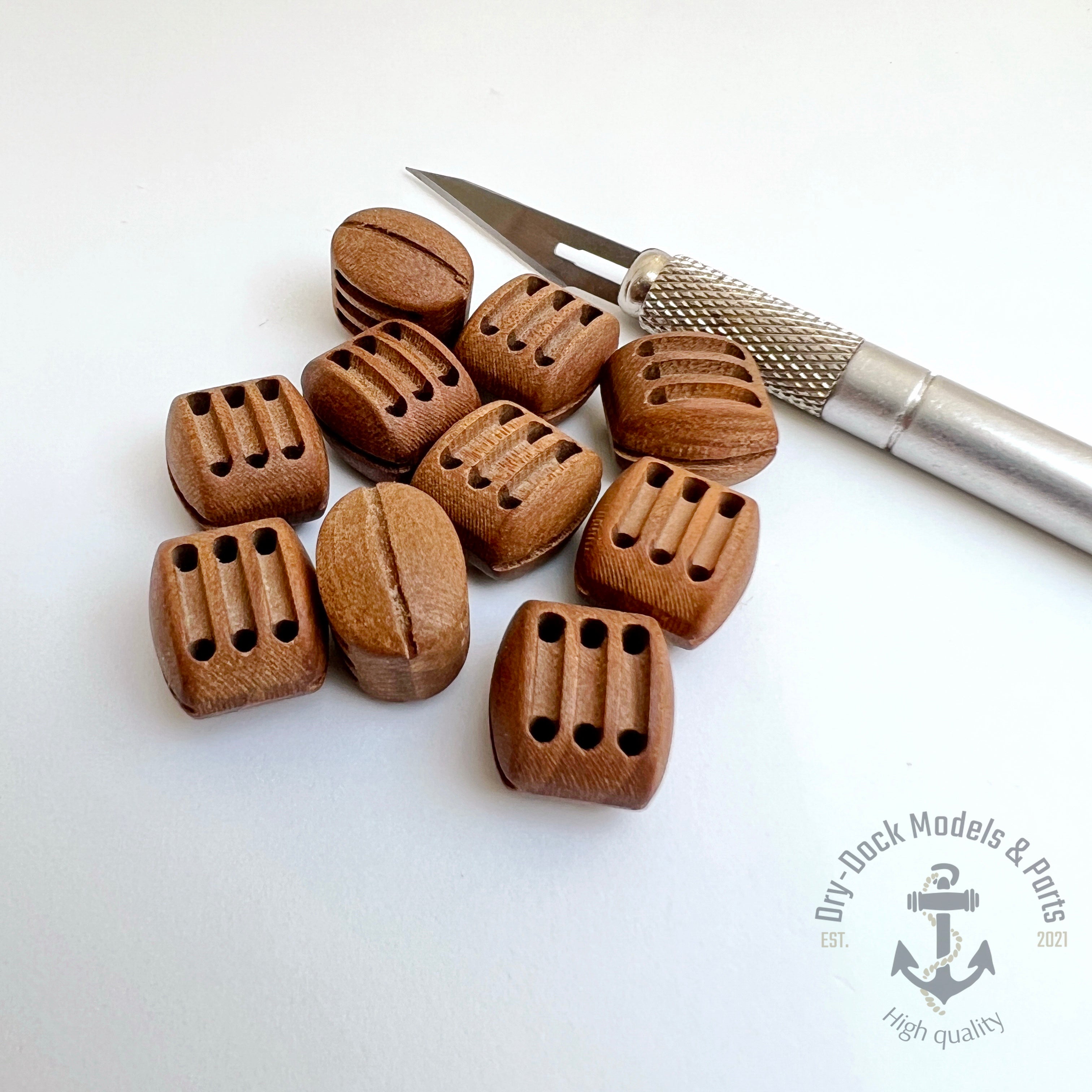 14mm Pearwood Triple Sheave - High quality premium rigging blocks ( 10 ...