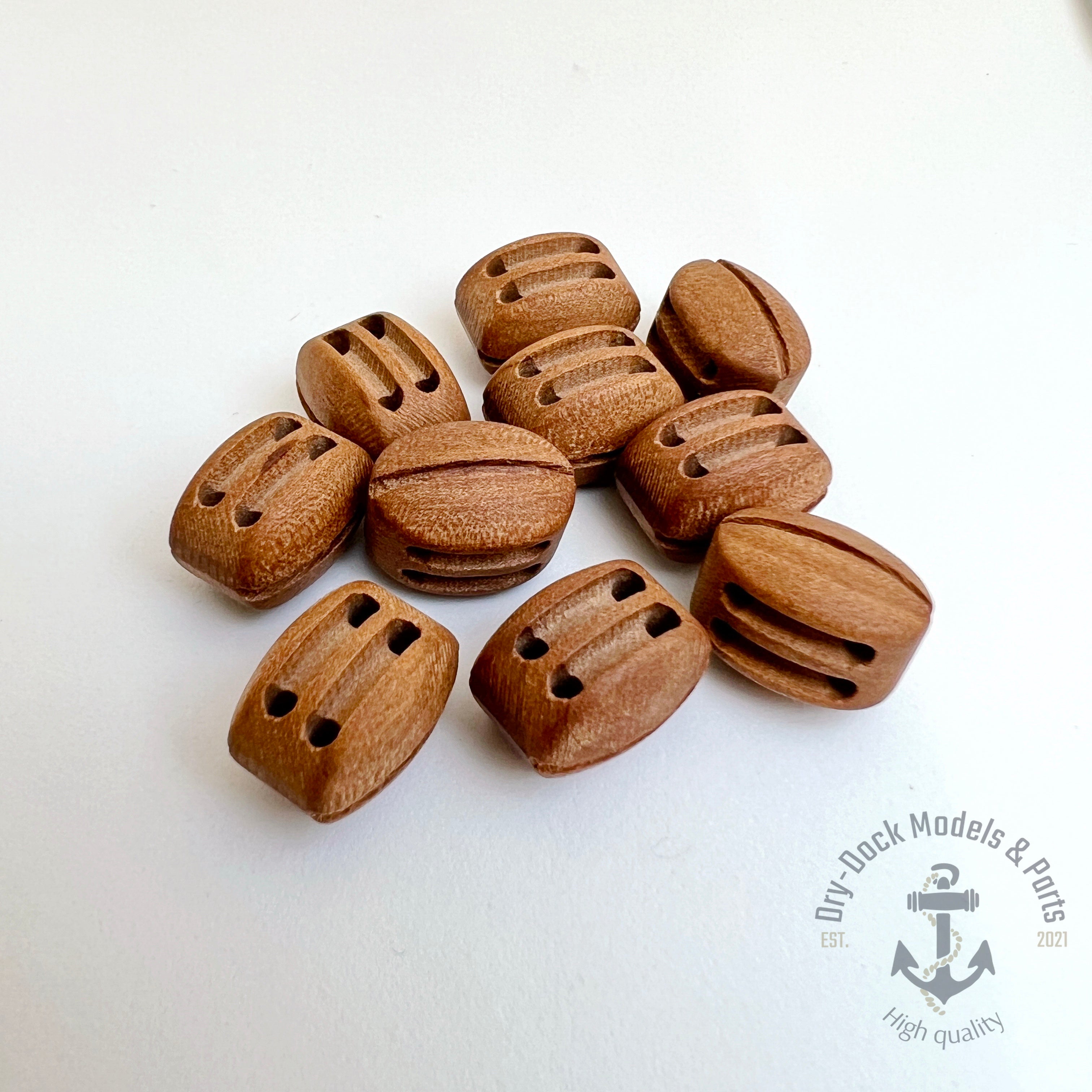 14mm Pearwood Double Sheave - High quality premium rigging blocks ( 10 ...