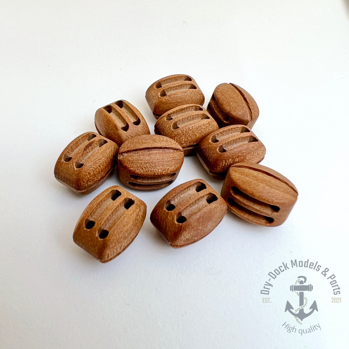 14mm Pearwood Double Sheave - High quality premium rigging blocks ( 10 ...