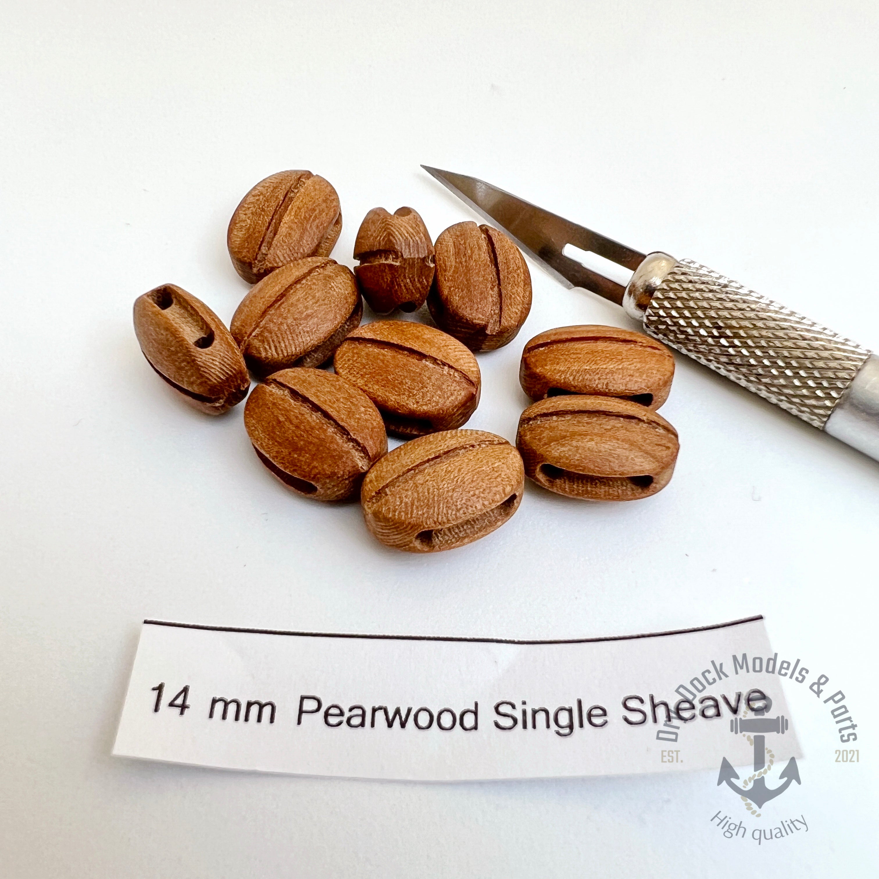 14mm Pearwood Single Sheave - High quality premium rigging blocks ( 10 ...