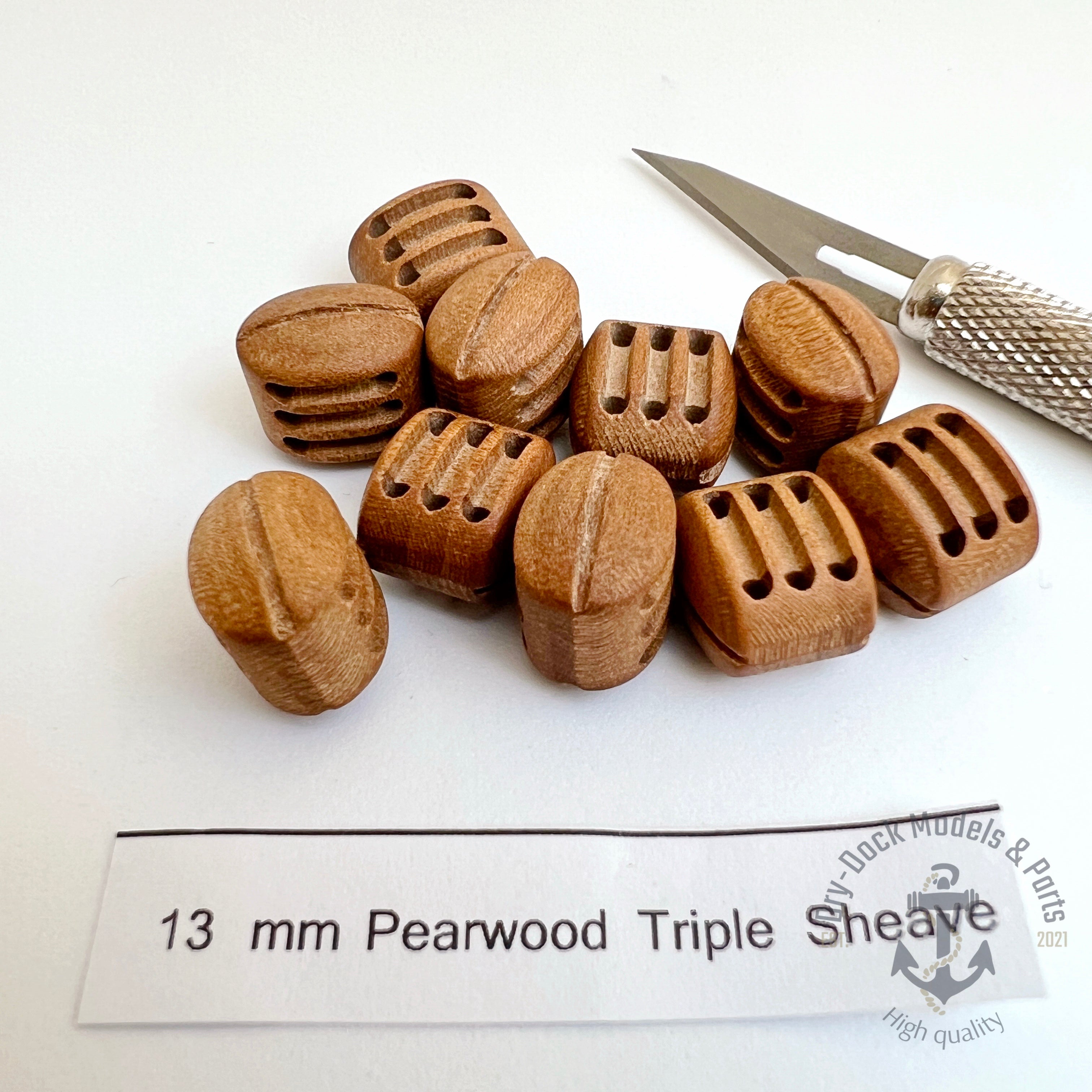 13mm Pearwood Triple Sheave - High quality premium rigging blocks ( 10 ...