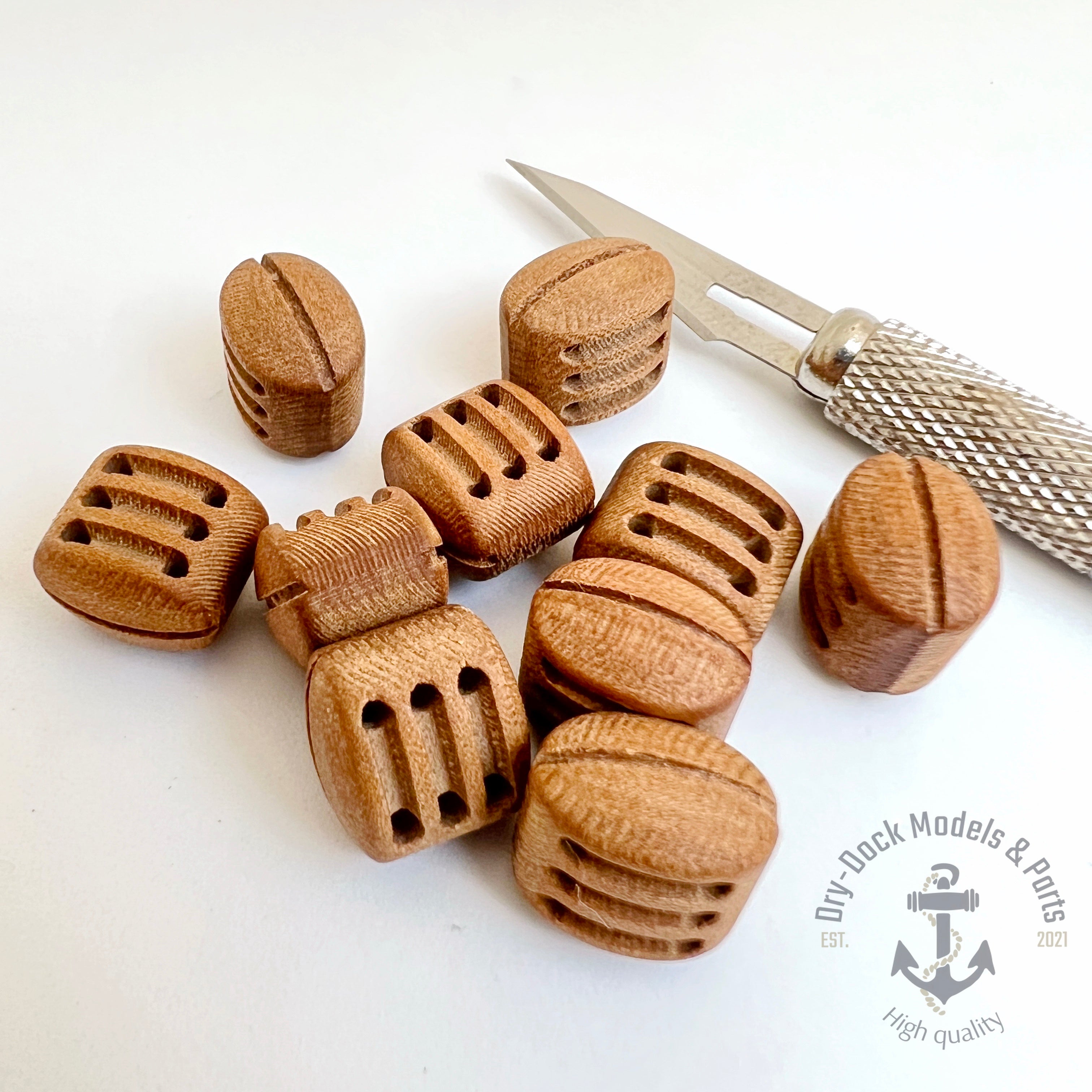 12mm Pearwood Triple Sheave - High quality premium rigging blocks ( 10 ...