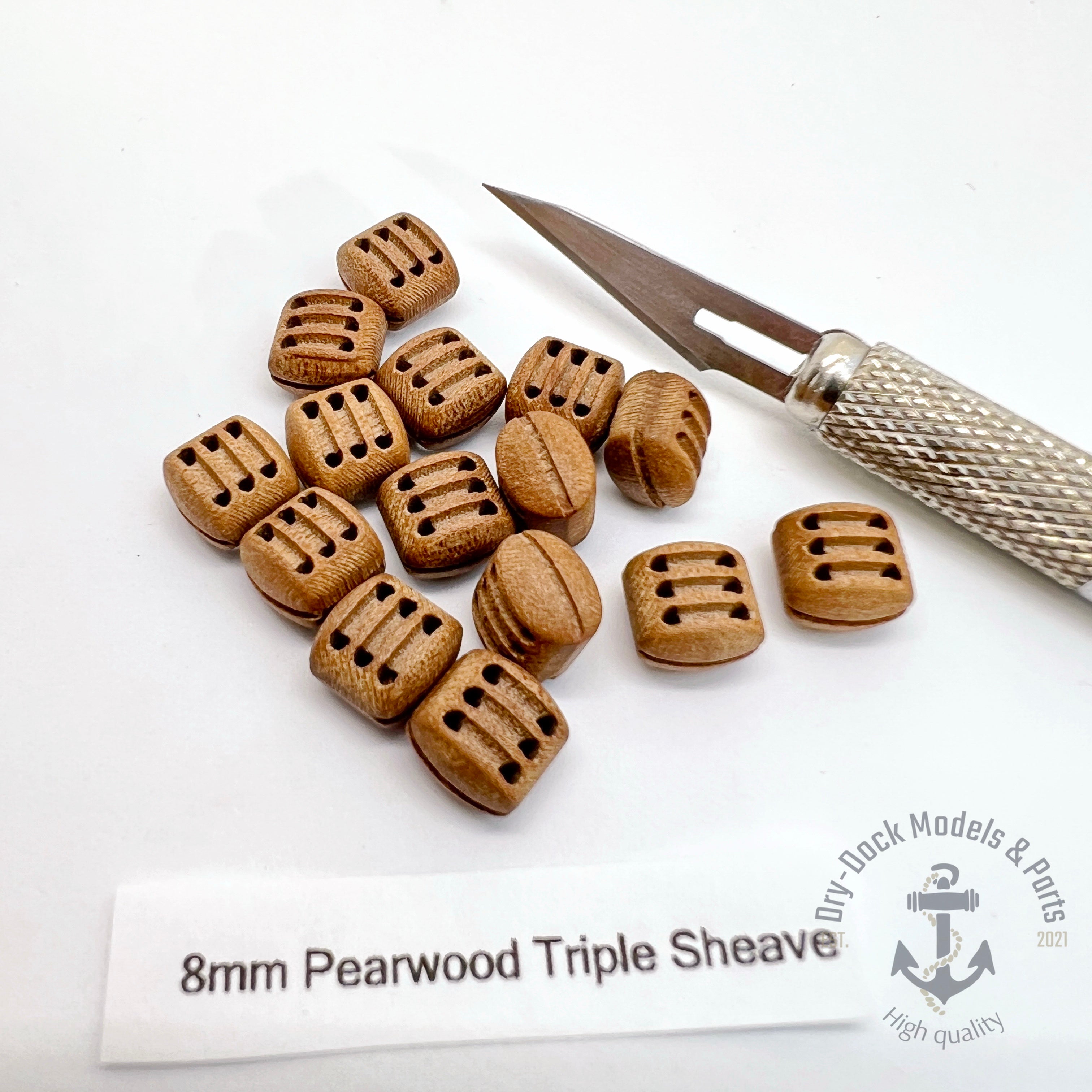 8mm Pearwood Triple Sheave - High quality premium rigging blocks ( 15 ...